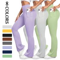Women's High Waist Bootcut Yoga Pants with Slimming Effect and Convenient Pockets - Perfect for Fitness and Workout Activitie...