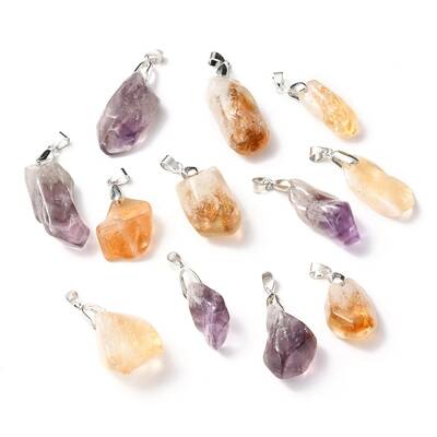 Natural Amethyst & Citrine Pendants