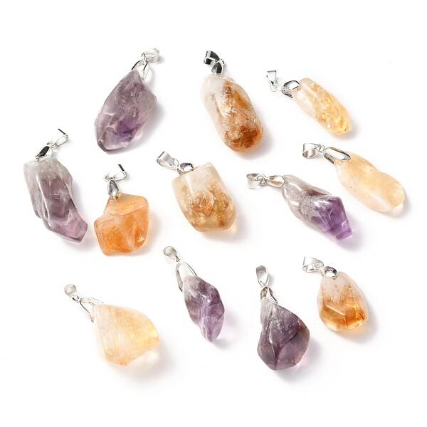 Natural Amethyst & Citrine Pendants