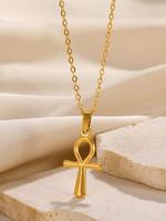 Vintage Style Stainless Steel Egyptian Ankh Pendant Necklace, Fashion Jewelry for Party, Daily Clothing Decor, Trendy All-mat...