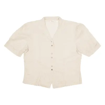 VAN LAACK Cropped Shirt Beige Floral Short Sleeve Womens UK 20