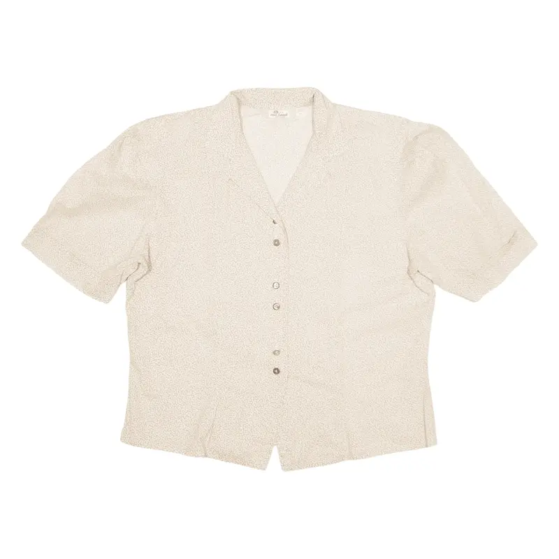 VAN LAACK Cropped Shirt Beige Floral Short Sleeve Womens UK 20