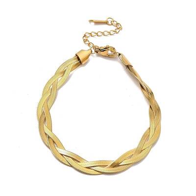304 Stainless Steel Interlocking Herringbone Chain Bracelet for Men Women