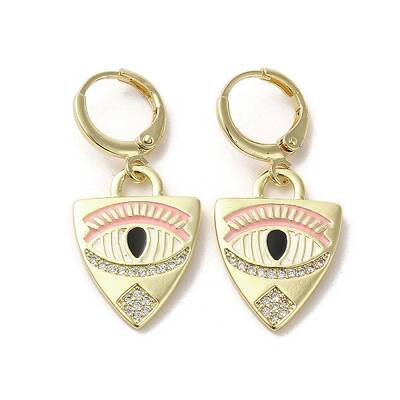Horse Eye Real 18K Gold Plated Brass Dangle Leverback Earrings