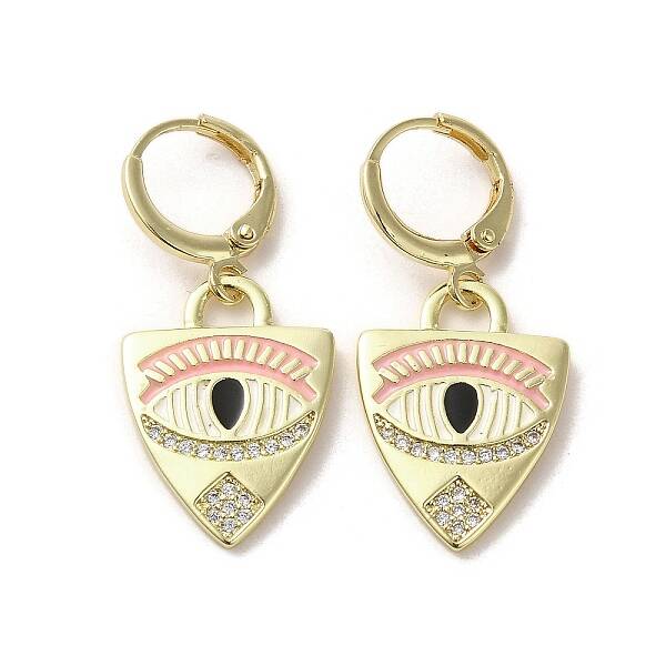 Horse Eye Real 18K Gold Plated Brass Dangle Leverback Earrings