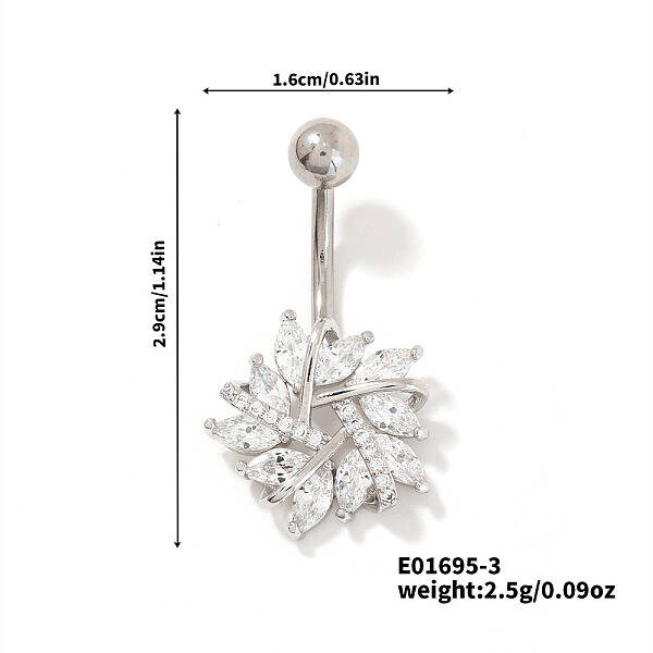 Shiny Brass Crystal Rhinestone Belly Button Rings