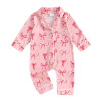 Newborn Infant Baby Girl Pyjamas Outfits Long Sleeve Button Down Cute Printed Pajamas Romper Fall Pjs Jumpsuit