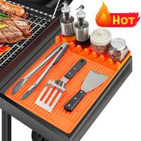 TRZZ Silicone Grill Mat for Blackstone, Large Silicone Griddle Tools Mat with Drip Pad, Heat Resistant BBQ Grill Tool Rest & ...