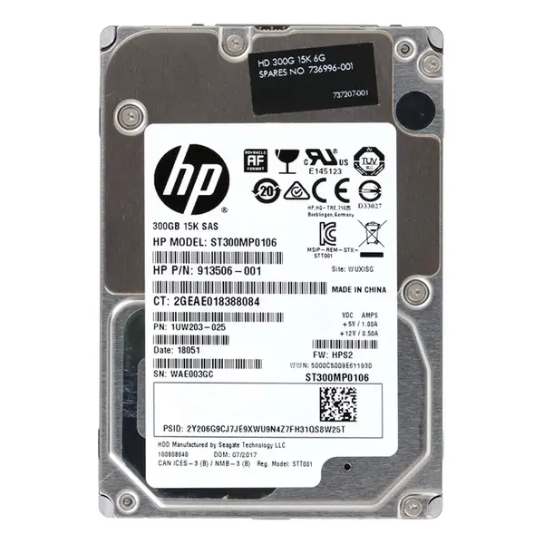 736996-001 HP 300GB 12Gb/s SAS 15000 2.5-inch 128MB Hard Drive
