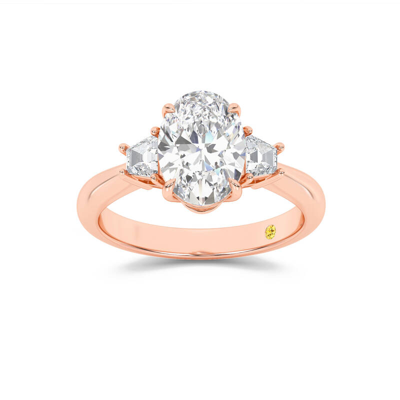 Nova Three Stone Oval Lab Grown Diamond Engagement Ring | 10K Rose Gold 4 1/4 CT. TW.