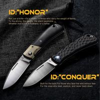 JoyRaining Handmade Folding Pocket Knife“Conquer”&“Honor”,D2 Steel Blade G10 Handle/Ebony wood handle and Cupronickel...