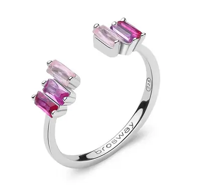 Brosway Fancy Vibrant Pink Sparkling Open Ring - Circuit: 58mm