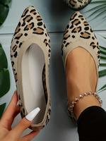Women's Summer Fashion Leopard Pattern Slip-on Flat Shoes, Leopard Print Flats, Casual Pointed Toe Comfortable Shoes, Female ...
