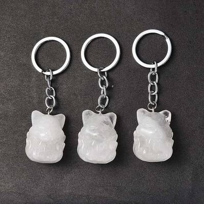 Natural Quartz Crystal Keychains