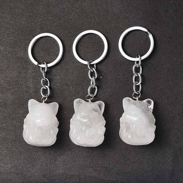 Natural Quartz Crystal Keychains
