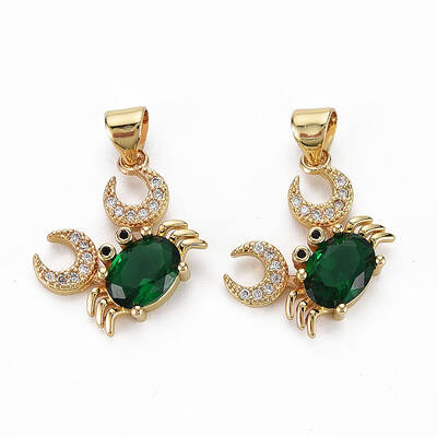 Brass Micro Pave Green Cubic Zirconia Pendants