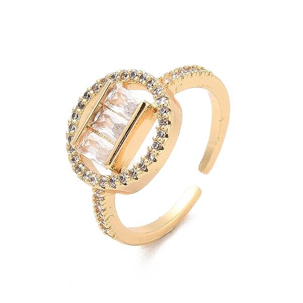 Brass Micro Pave Cubic Zirconia Open Cuff Rings
