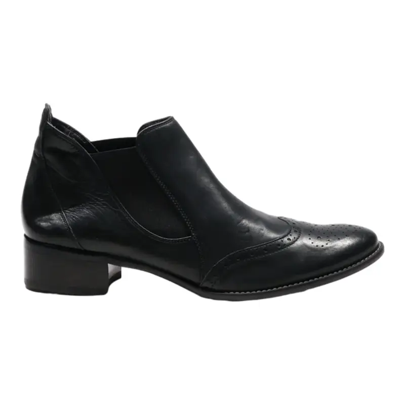 PAUL GREEN Brogue Chelsea Boots Black Leather Womens UK 5.5
