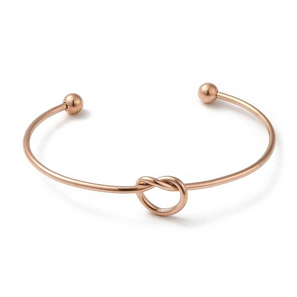 Ion Plating(IP) 304 Stainless Steel Knot Cuff Bangles for Women