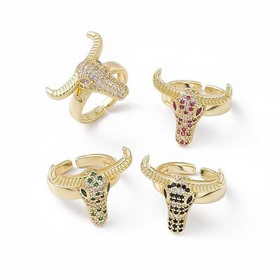 Cubic Zirconia OX Head Open Cuff Ring