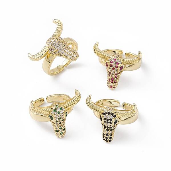 Cubic Zirconia OX Head Open Cuff Ring