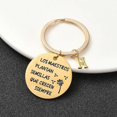 201 Stainless Steel & Brass Letter Keychain