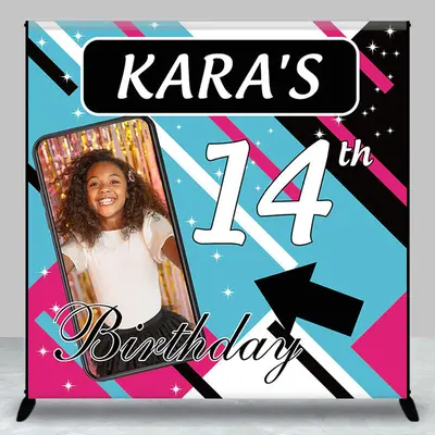 Custom Photo Social Media Theme Teen Birthday Backdrop - Aperturee