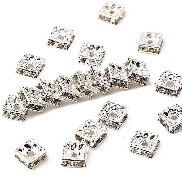 Brass Rhinestone Spacer Beads