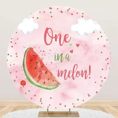 Pink Cloud One In A Melon Round Birthday Backdrop