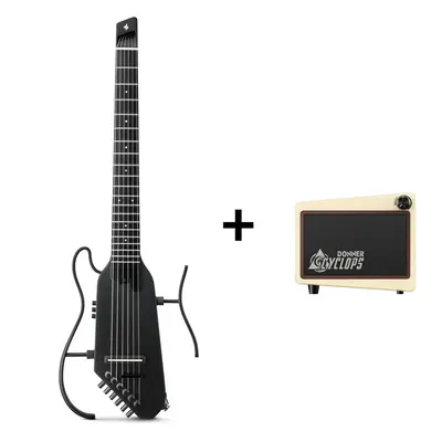 Donner HUSH C Nylon Acoustic-Electric Guitar - Black / Guitar+Cyclops Amplifier