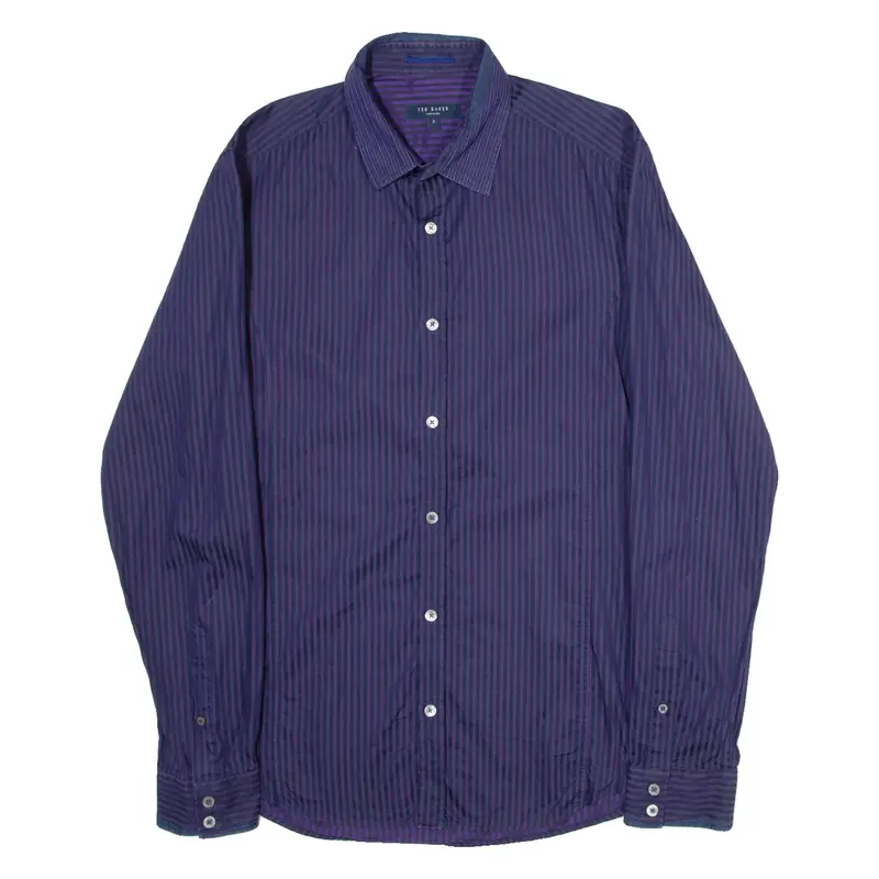 TED BAKER Mens Shirt Blue Striped Long Sleeve S