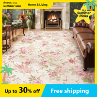Lahome Floral Area Rug Non-Slip Boho Vintage Under Bed Rugs for Living Room, Stain Resistance, Ultra-Thin Design for Office D...