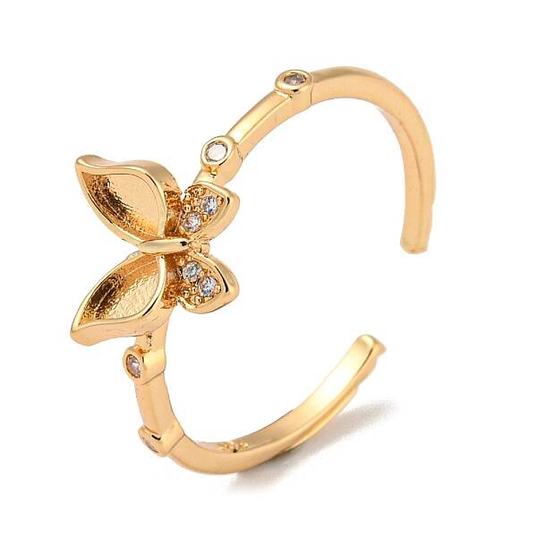 Brass with Cubic Zirconia Open Cuff Rings