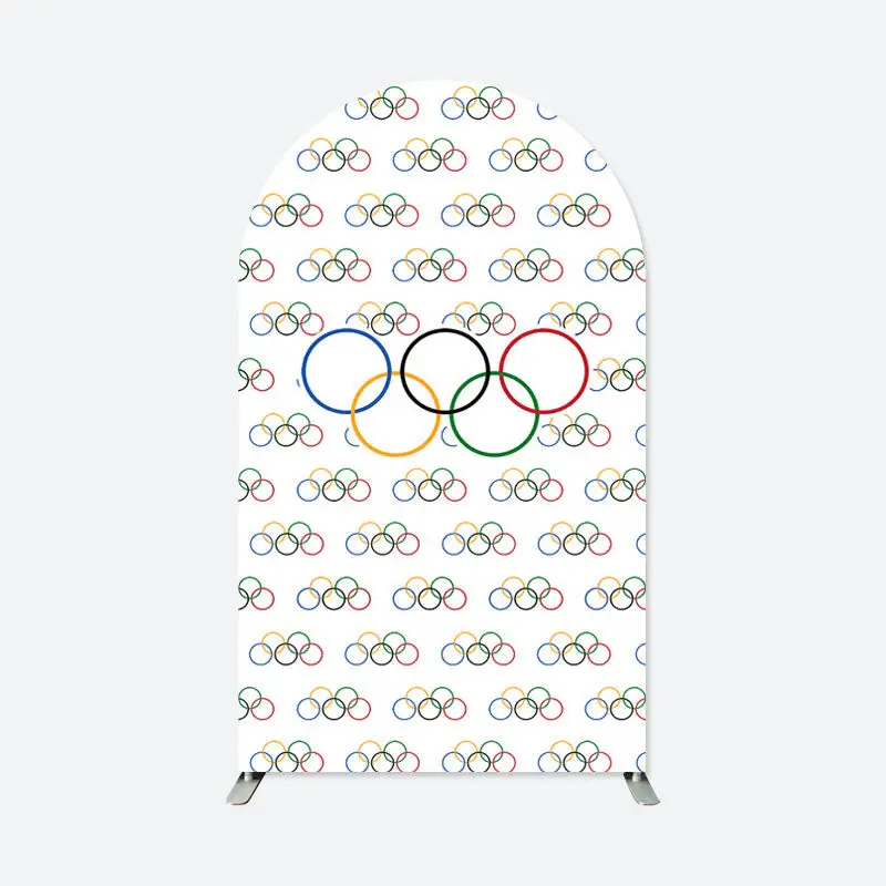 Aperturee Step And Repeat Olympic Rings White Arch Backdrop | Diy Chiara Backdrop Cover | Diy Arch Backdrop Cover | Circle Ar...