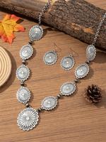 Boho Style Vintage Jewelry Set, Fashion Lace Carved Craft Zinc Alloy Jewelry for Party, Daily Clothing Decor, Trendy All-matc...