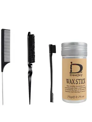 Summer 2024 Simple Basic Wig Styling Comb and Tail Comb, Teasing Hair Brush with Double Sided Edge & Hair Wax Stick Set, Prof...