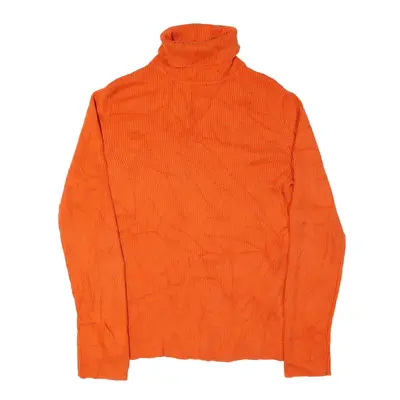 SHAVER LAKE Jumper Orange Tight Knit Roll Neck Womens L