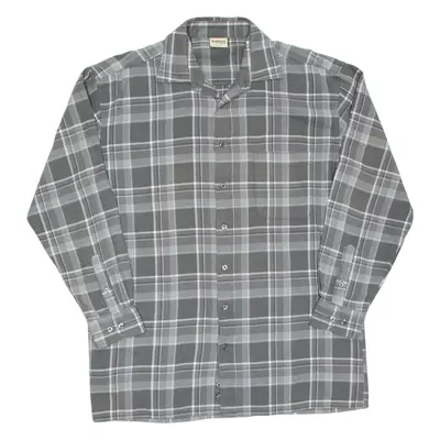 EXPLORER Mens Flannel Shirt Grey Check Long Sleeve XL