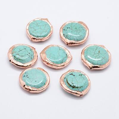 Edge Rose Gold Plated Dyed & Heated Natural Howlite Beads