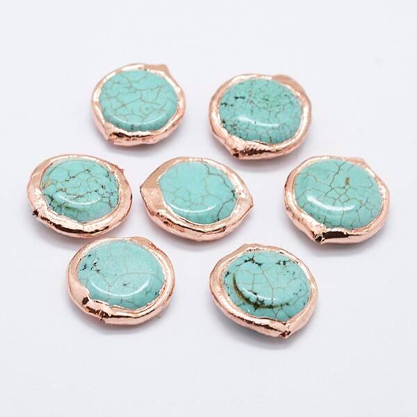 Edge Rose Gold Plated Dyed & Heated Natural Howlite Beads