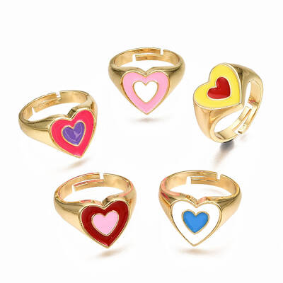 Adjustable Brass Enamel Finger Rings