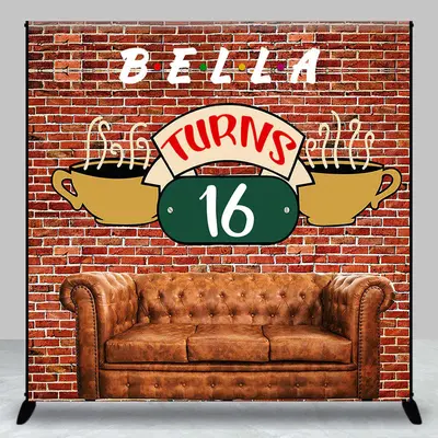 Aperturee Brick Wall Sofa Custom Name 16Th Birthday Backdrop | Backdrop For Birthday Party | Custom Birthday Backdrops | Diy ...