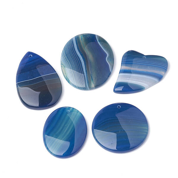 Dyed Natural Striped Agate/Banded Agate Pendants