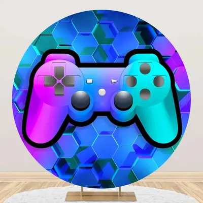 Blue Purple Future Sense Gamepad Round Backdrop - Aperturee