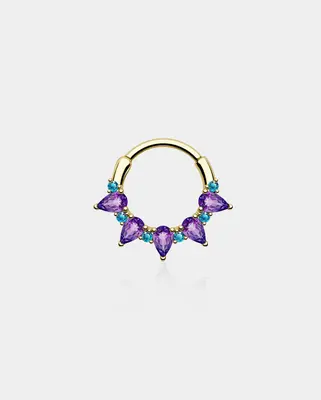 Gorgeous Purple CZ Segment Septum Ring - Gold / 10mm