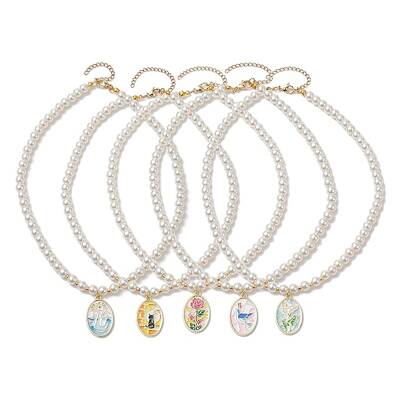 White Glass Pearl Beaded Necklaces