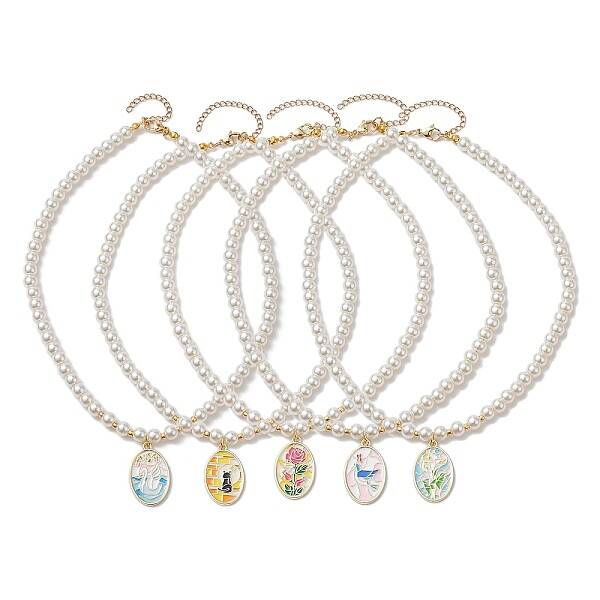 White Glass Pearl Beaded Necklaces