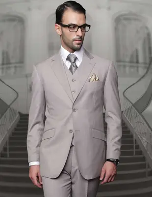 Statement Big & Tall Mens 100% Wool 3 Piece Fashion Suit