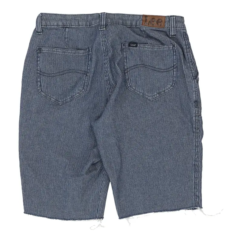 Lee Striped Denim Shorts - 30W UK 10 Blue Cotton
