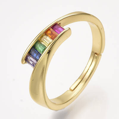 Adjustable Brass Micro Pave Cubic Zirconia Finger Rings